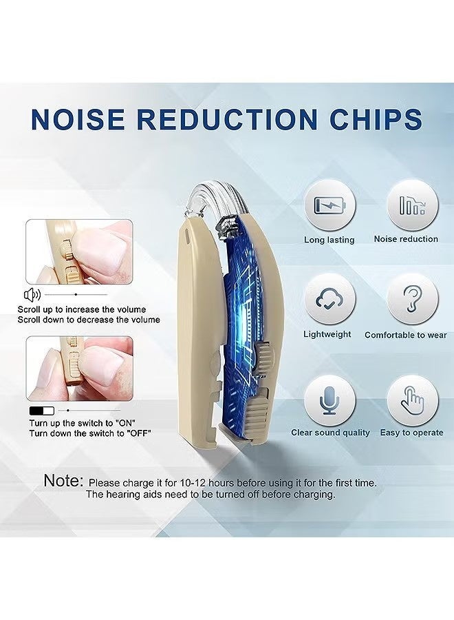 NH Rechargeable Hearing Aids | LED Power Display, Noise Cancelling, Volume Control, Digital Amplifier | for Hearing Impaired (White) - Image 5